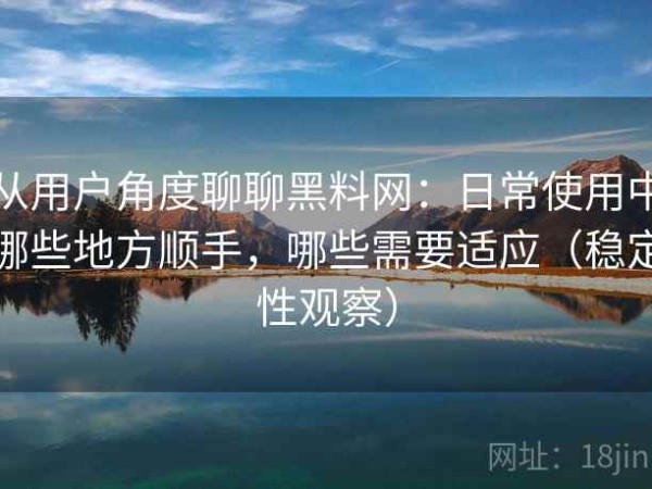 从用户角度聊聊黑料网：日常使用中哪些地方顺手，哪些需要适应（稳定性观察）