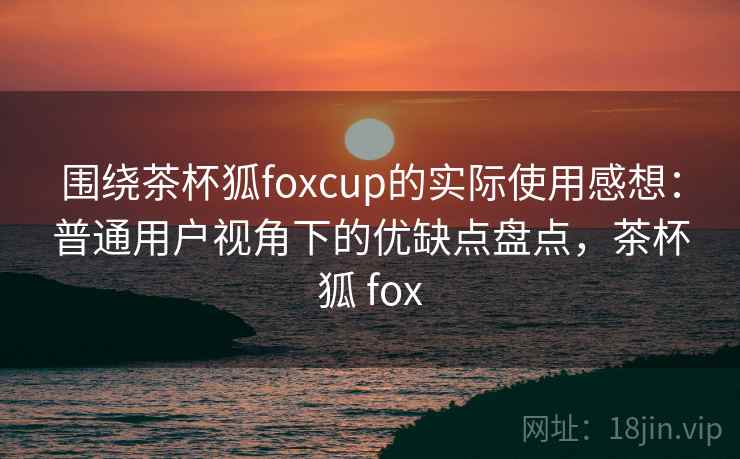 围绕茶杯狐foxcup的实际使用感想：普通用户视角下的优缺点盘点，茶杯狐 fox