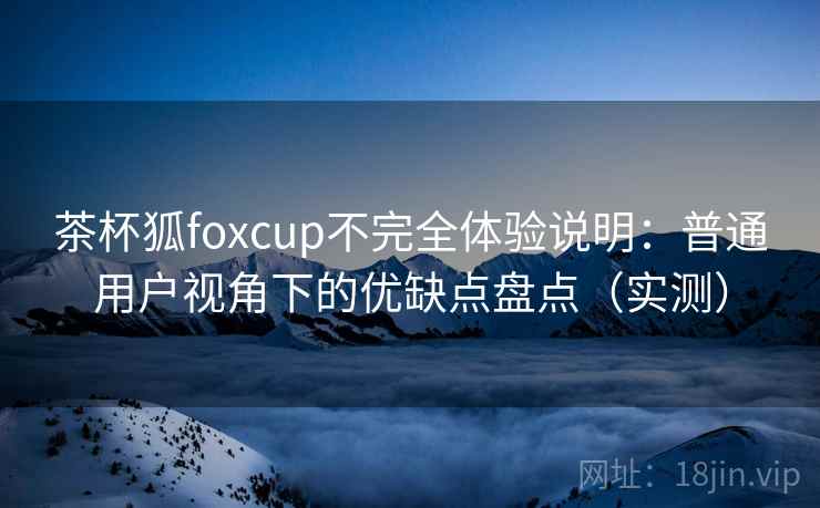 茶杯狐foxcup不完全体验说明：普通用户视角下的优缺点盘点（实测）